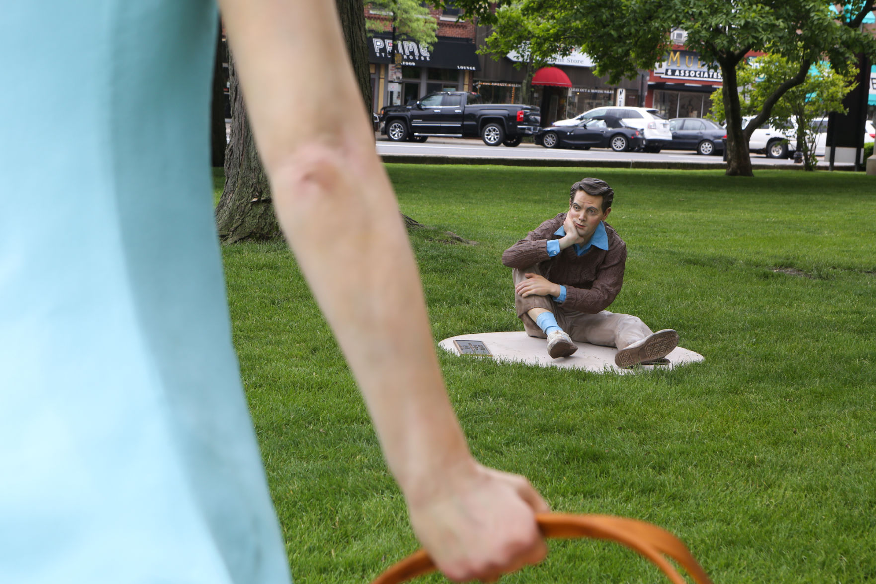 Artist Seward Johnson's "The Tooth" is implanted at the Crown Point Sportsplex